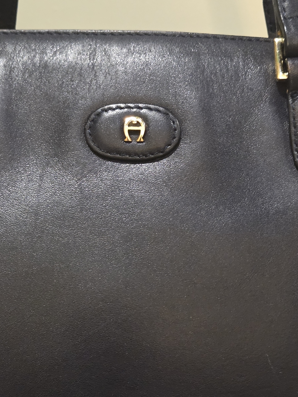 Vintage Etienne Aigner Navy Leather Structured Tote - Picture 3 of 14